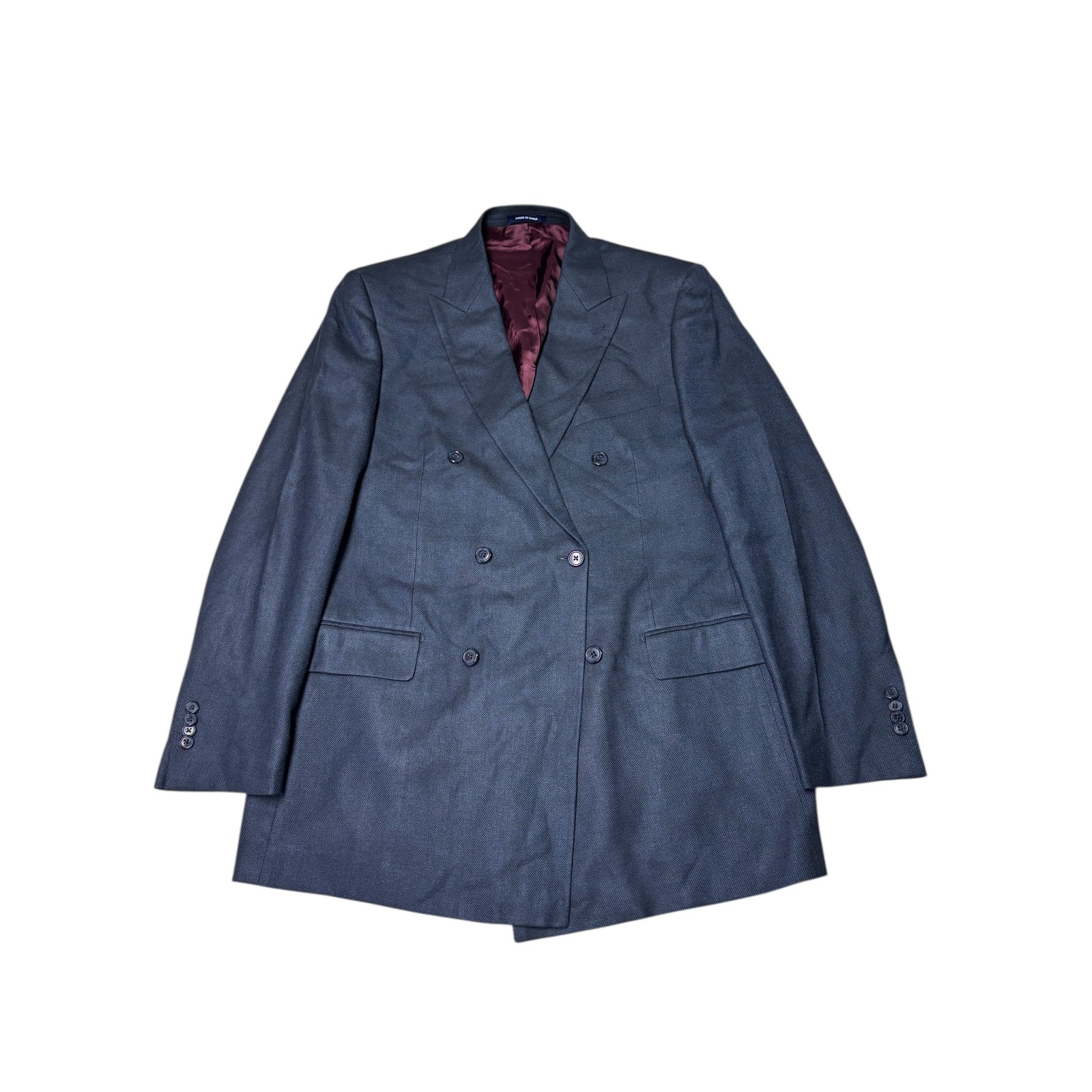 Nwt Paul Fredrick Classic Fit Navy 401 43l Double Breasted Silk Wool Blazer